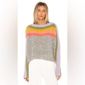 Free People Grey/Rainbow Sweater